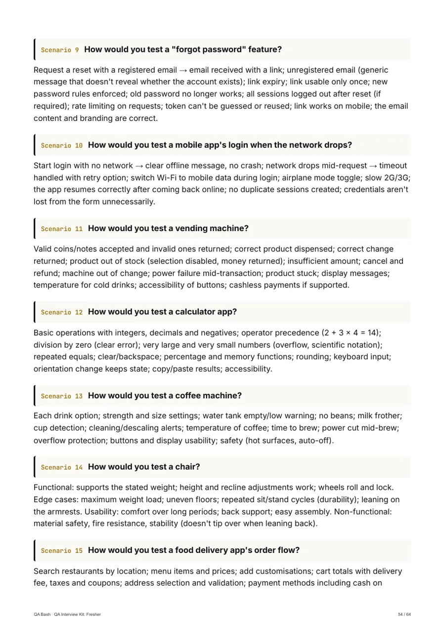 QA Interview Kit: Fresher — 40 “how would you test…” scenarios